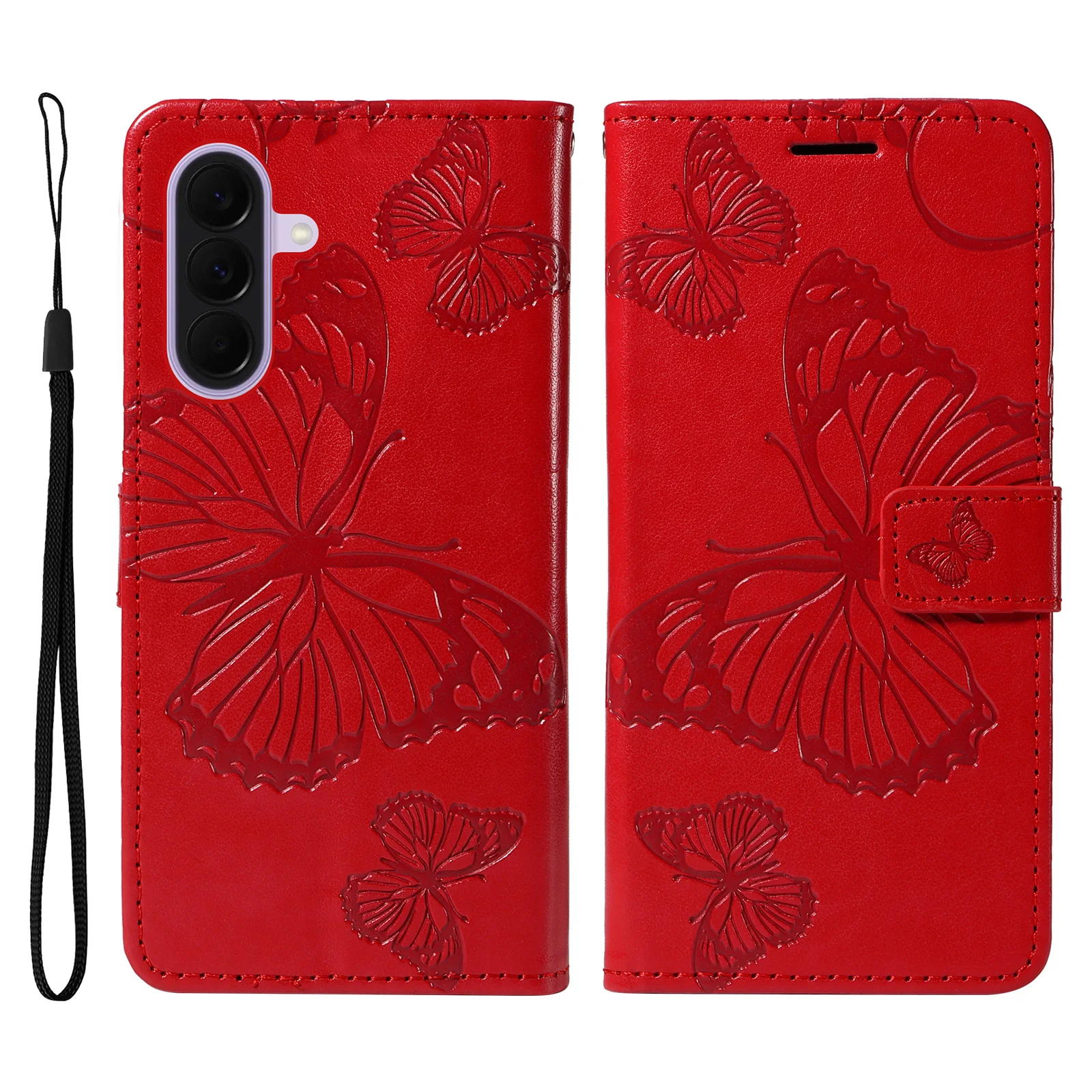 Butterfly Embossed Leather Wallet Flip Case
