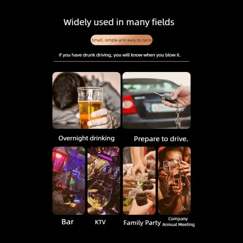 Alcohol Tester with LCD Display Portable Blow Detector Type-C Charging Breathalyzer Traffic Alcohol Tester For Drunk Driving