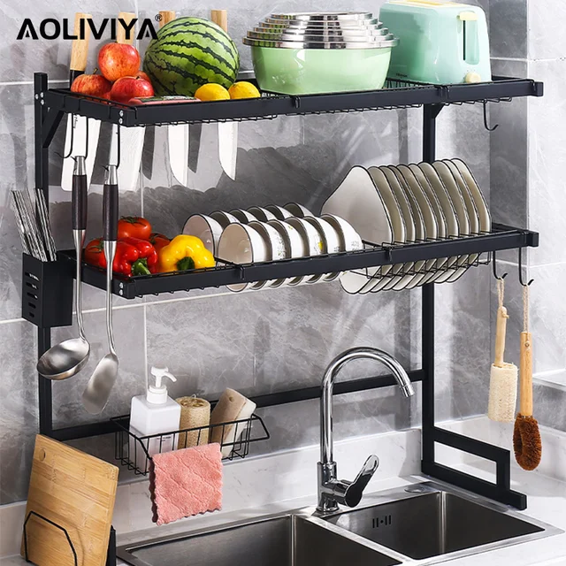 2023 Year New AOLIVIYA Kitchen Dish Storage Rack Countertop Wall Hanging  Drying Bowl Drain Rack Tableware Organizer Set - AliExpress