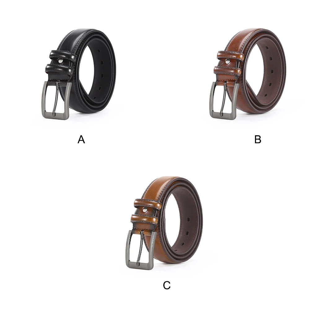 

Mens Belt With Embossed Pattern And Convenient Buttonhole Closure Imitation Cowhide Pants Belt