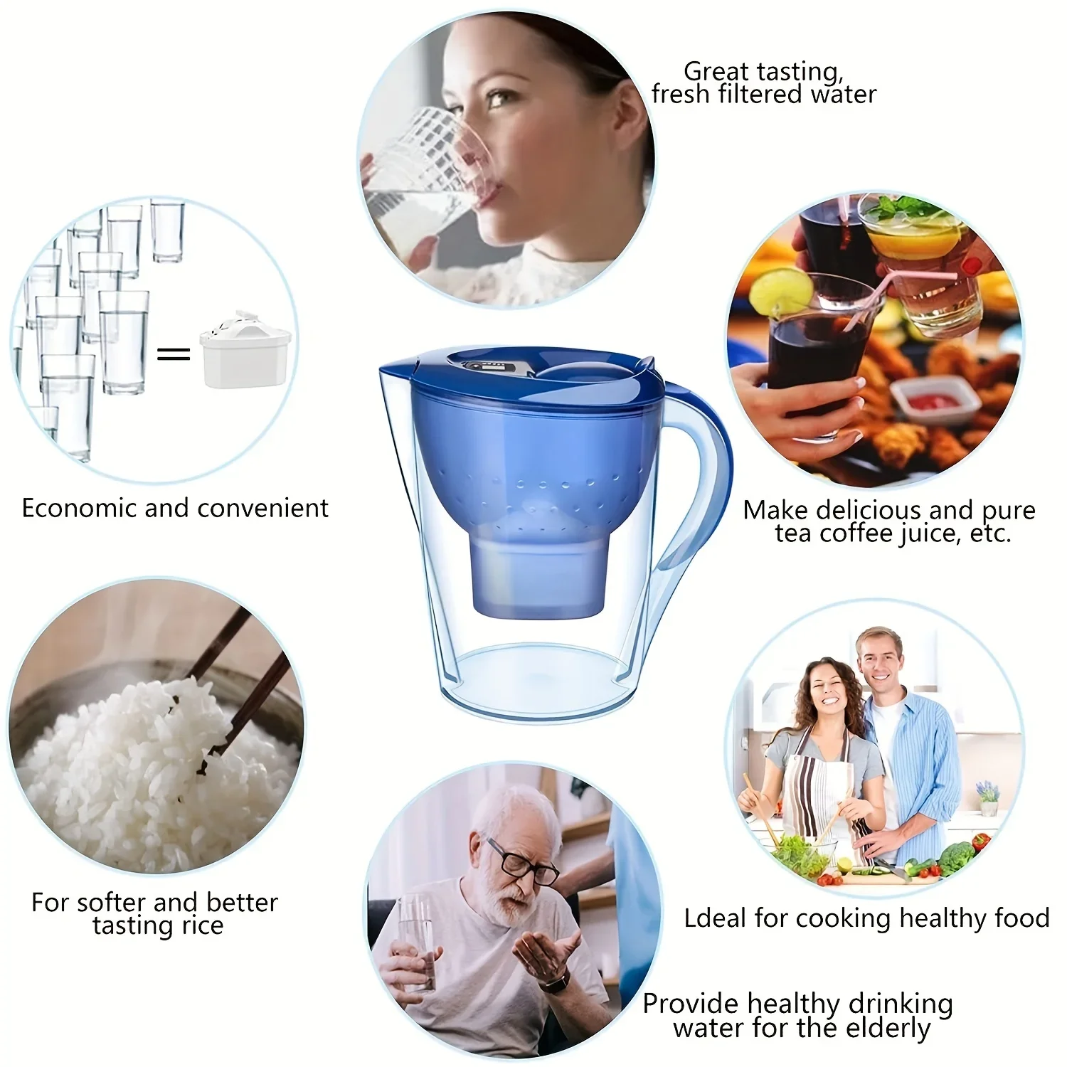 Household Filter Kettle With 2 Filter Device Alkaline Activated Carbon Water Purifier and Timer Clean Non-toxic Wate 3.5L