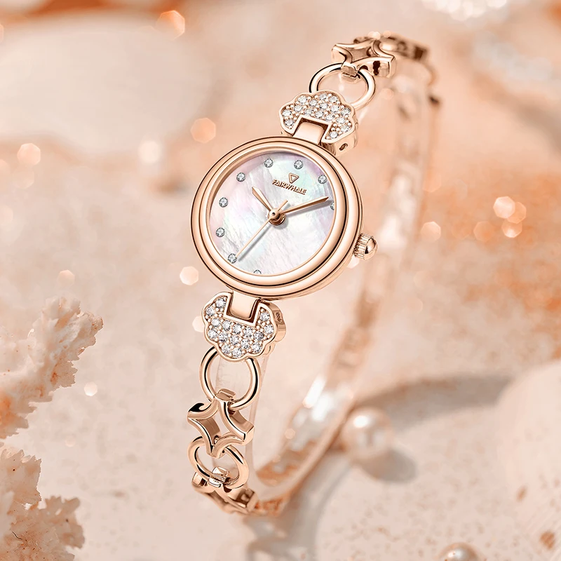 

Mark Fairwhale Rose Gold Quartz Watch Ladies Fritillary Luxury Diamond Dial Fashion Hollowed Out Women Watch reloj mujer 3320