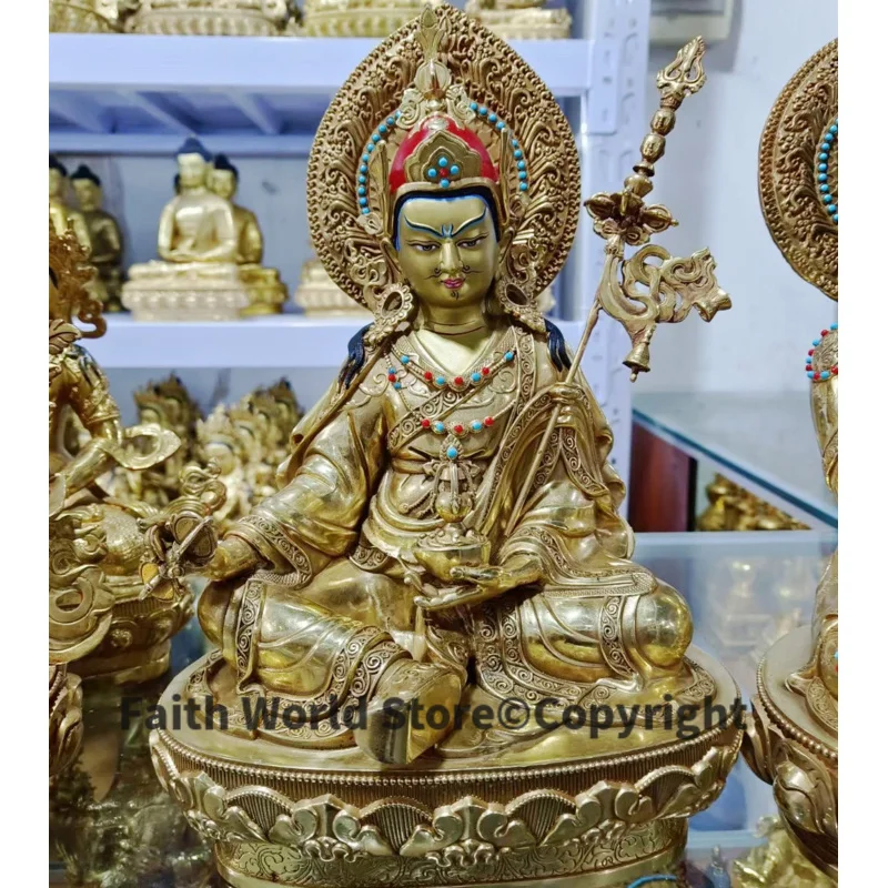 

large 2024 GOOD quality gilding Guru Rinpoche Padmasambhava Almighty Worship Buddha copper statue family effective protection
