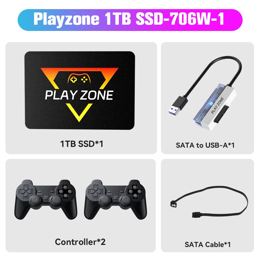 Playzone 1TB SSD Game Consoles For PS5/PS4/PS3/PS2/Xbox/Xbox one