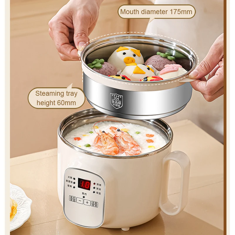 Multifunctional Low Sugar Electric Rice Cooker 2.8L Boiling Skillet Soup Stew Hot Pot Stir Frying Pan Eggs Poacher Food Steamer 2
