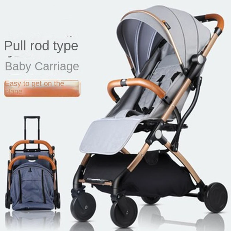 Trolley Travel Baby Stroller Lightweight Boarding Foldable Sitting and Lying Shockproof EVA Wear Brake Anti-skidding Wheels
