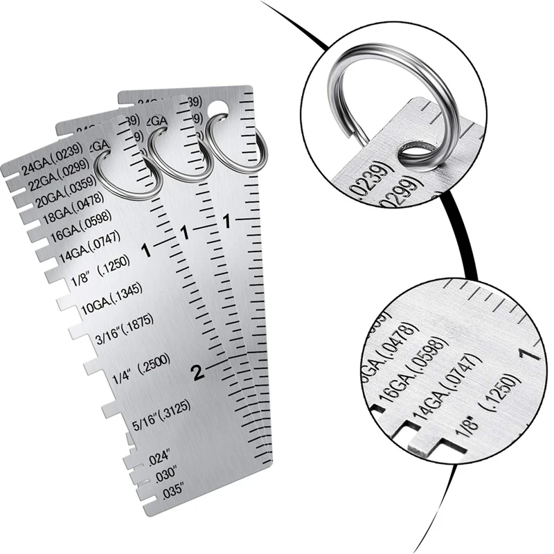 

Metal Gauge Sheet Thickness Gauge 3 Pack Stainless Steel Wire Gauge Size Inspection Tool Welding Tool Accessories