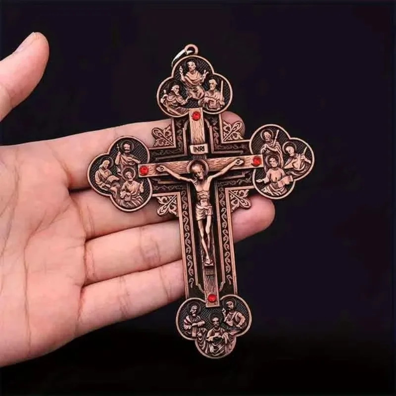 Religious Crucifix Christian Jewelry Cross Pendant Saint Benedict Cross Pattern Pendant Necklace 120*90mm pectoral cross necklace christ pendant