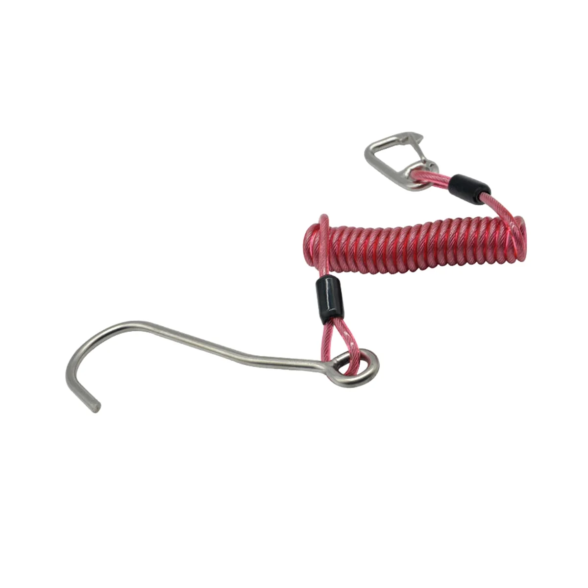 

Single Head Dive Reef Rafting Hook Stainless Steel Reef Hook Spiral Coil Spring Cord Dive Safety Accessory - Red