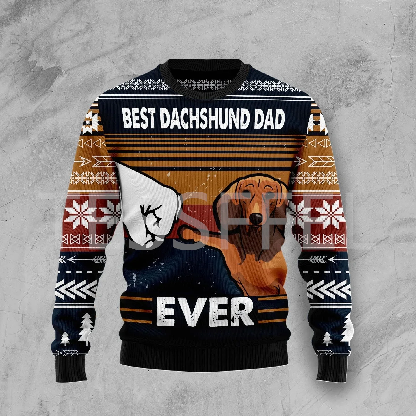 thumbnail image 1 of Suéter feo navideño con dibujo de perro, gato, Papá Noel, tatuaje retro, mangas largas, estampado 3D, otoño e invierno, jersey informal Harajuku X14, 1 of 4