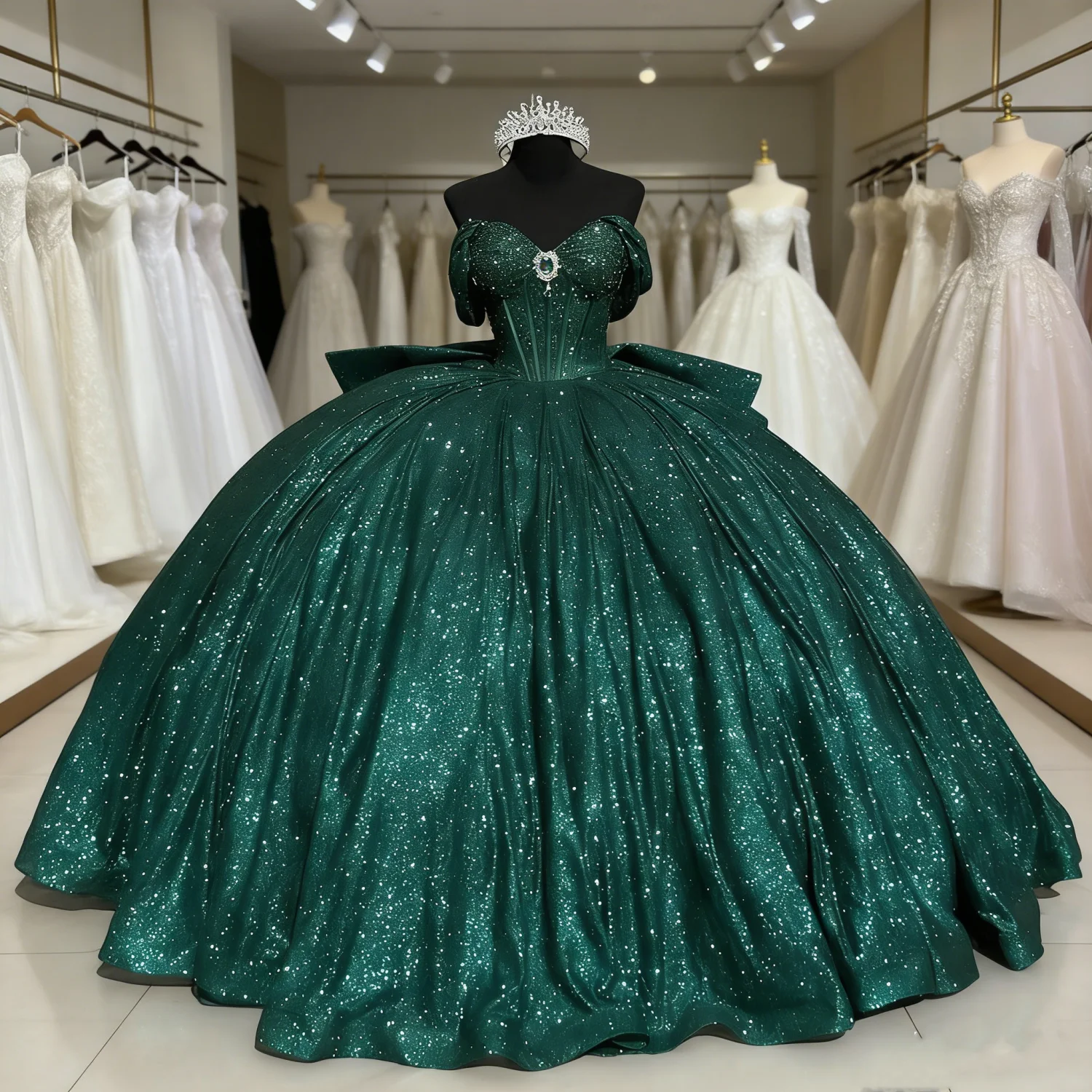 green emerald velvet dress Dark Green Sequins Sweet 16 Ball Gown Wedding Dress Beaded Quinceanera –  SELINADRESS
