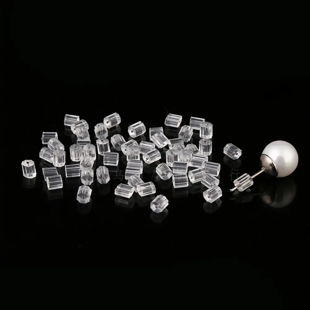 50 SOFT EASY ON PLASTIC EARNUTS RUBBER STOPPER SILICONE EARRING