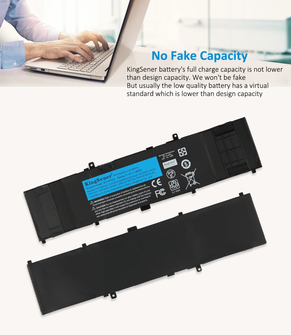 Bateria do Portátil de Kingsener B31n1535 para Asus Zenbook Ux310 Ux310ua Ux310uq Ux410 Ux410u Ux410ua Ux410uq U4000u U400uq Rx310u 48wh - Imagem 5