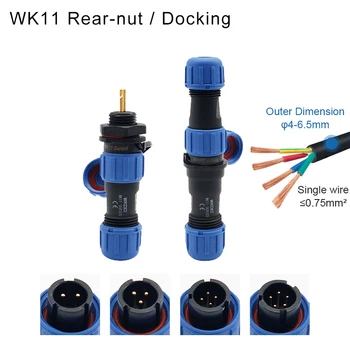 Waterproof Connector SP11 IP68 Male Plug & Female Socket Rear-nut Docking Panel Mount 2/3/4/5 Pin Cable Wire Aviation SP Connect 1