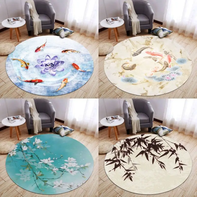 

Animal Style Mat Round carpet large rug Chinese elements Ink painting Pattern yoga mats Carpets room decoration area rugs custom