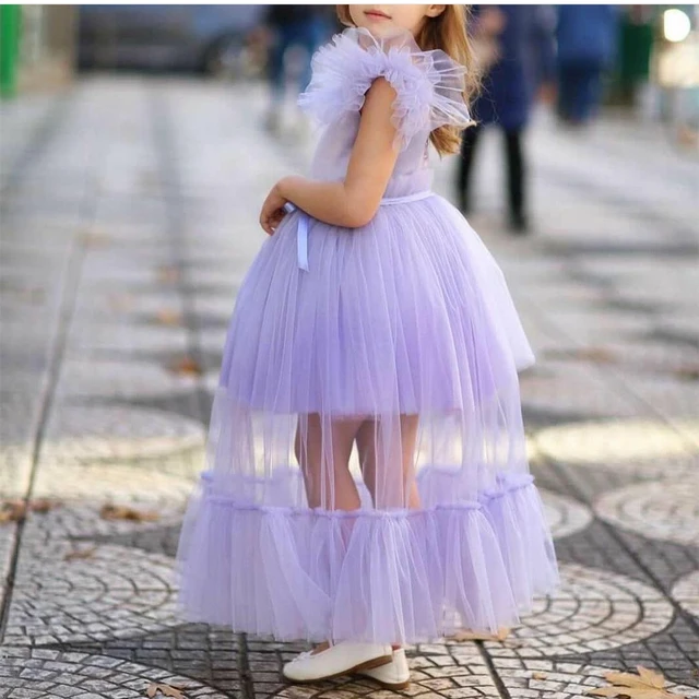 O-Neck Vestidos Primera Comunion A-Line Lilac Flower Girl Dress Tulle Glitz Pageant Dresses Prom Gown _ - AliExpress Mobile