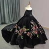 Light Black Long Sleeves Princess Quinceanera Dresses 2024 Off Shoulder Tull Gillter Sequins Lace-up Vestidos 15 años 6708 4