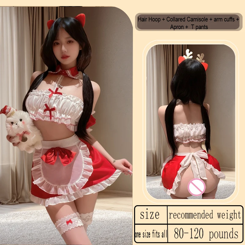 Sexy Santa Claus Underwear Hot Skirt Christmas Santa Costume Red and White Short Skirt Fun Costume Elegant Role-Playing Set Girl