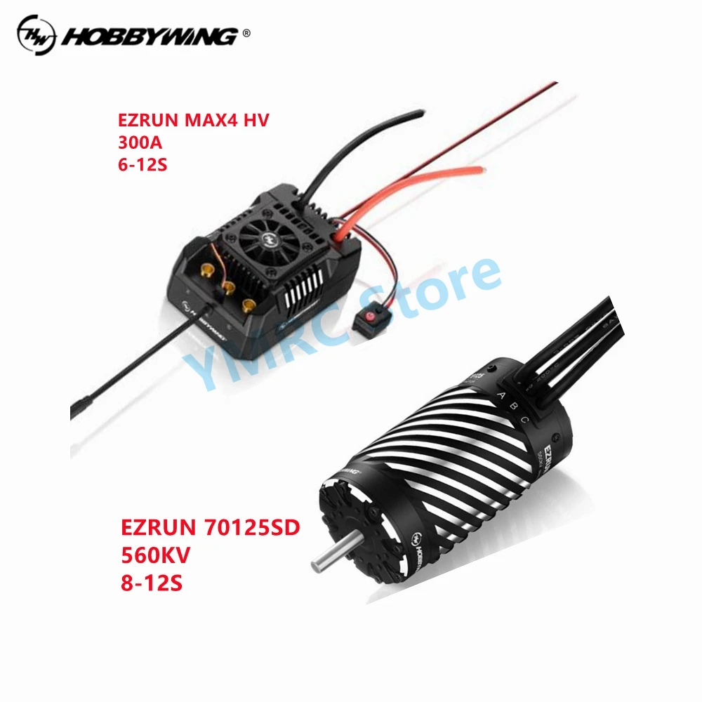 Hobbywing Ezrun Max4 Hv 300A 6-12S Esc Brushless Sensored Con Motore Ezrun 70125Sd 560Kv Per Fuoristrada Per Impieghi Gravosi 1/5, Camion