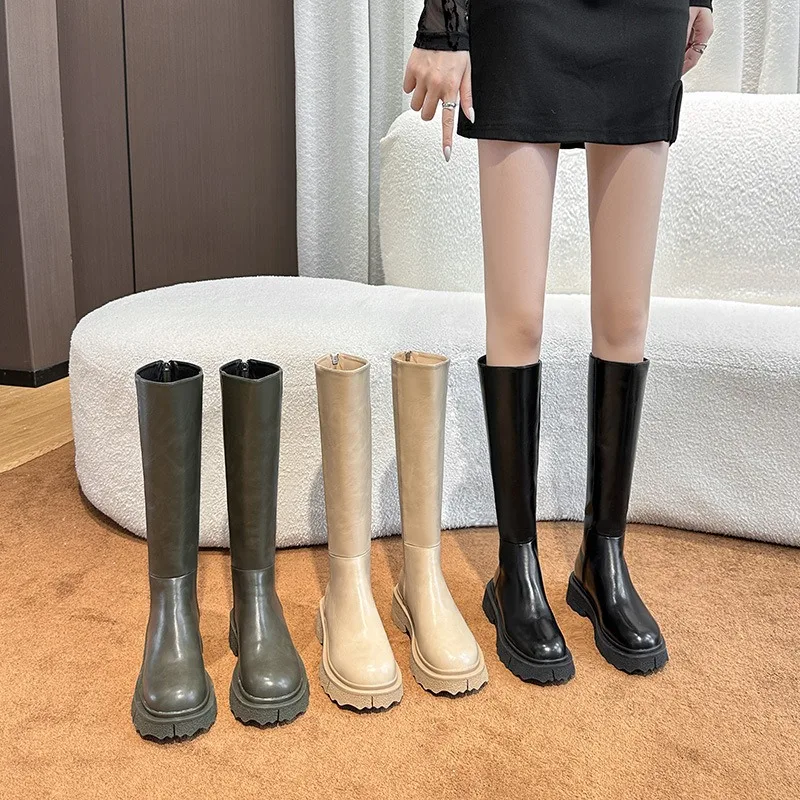 Long Tube Boots for Women in 2024 Fashion Thick Soled Heels Women Knight Boots Slim Temperament Shoes for Womens 41-181