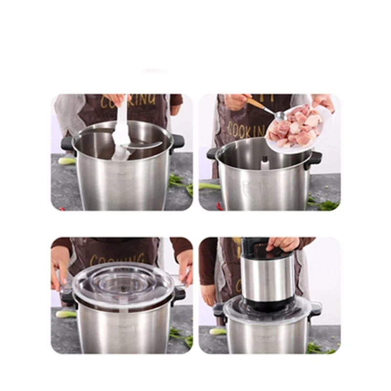 Stainless Steel 10L Electric Chopper Meat Grinders 1500W Food Processor Blender Kitchen Vegetable Chopper Meat Slicer Machines 5
