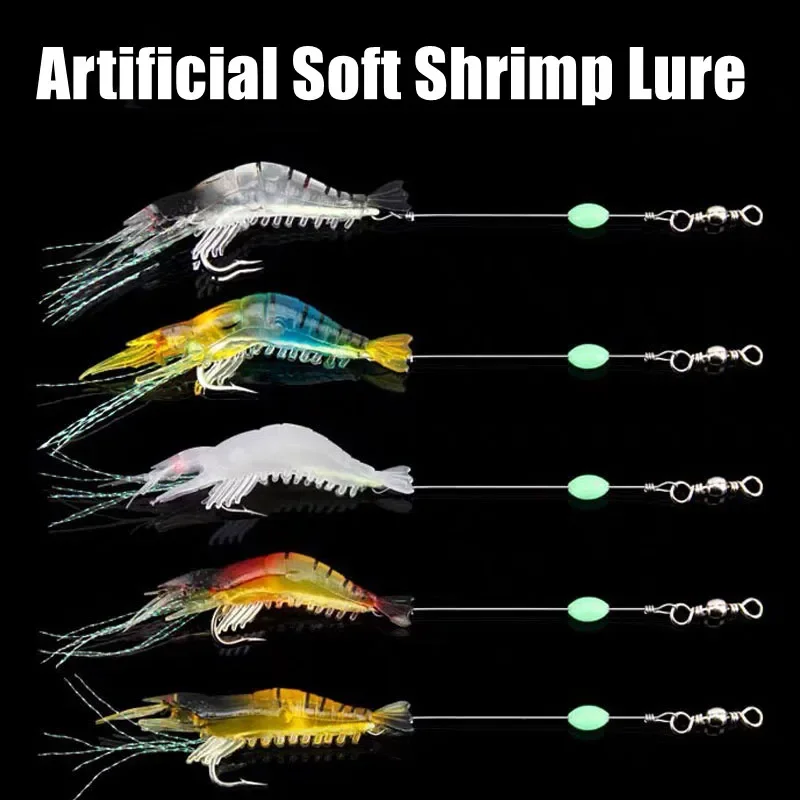 5 Leurres Crevette Souple 6,5g 9,5cm Avec Hameçon – Pour Truite Et Poissons D'eau Douce