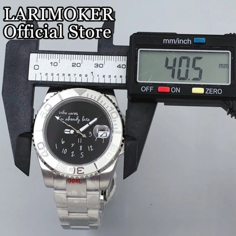LARIMOKER 40,5 mm Saphirglas Edelstahl Silber Uhrengehäuse Schwarz/Weiß Datumszifferblatt NH35 Automatische mechanische Herrenuhren – Detail 7