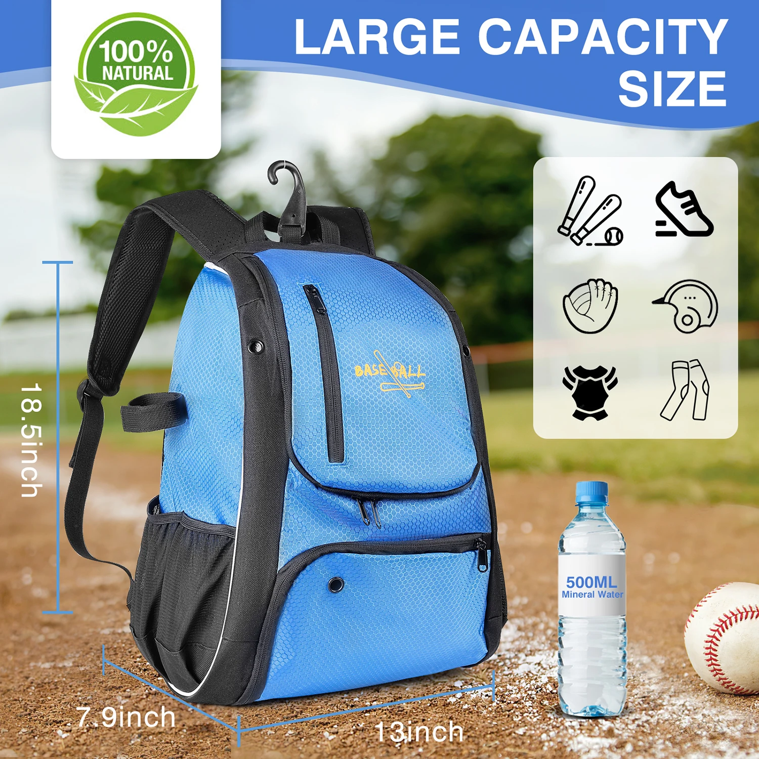 Baseball Backpack Women Utility Baseball Bag for Kids Sports Equipments Bat Glove Bag Softball Practice Goods