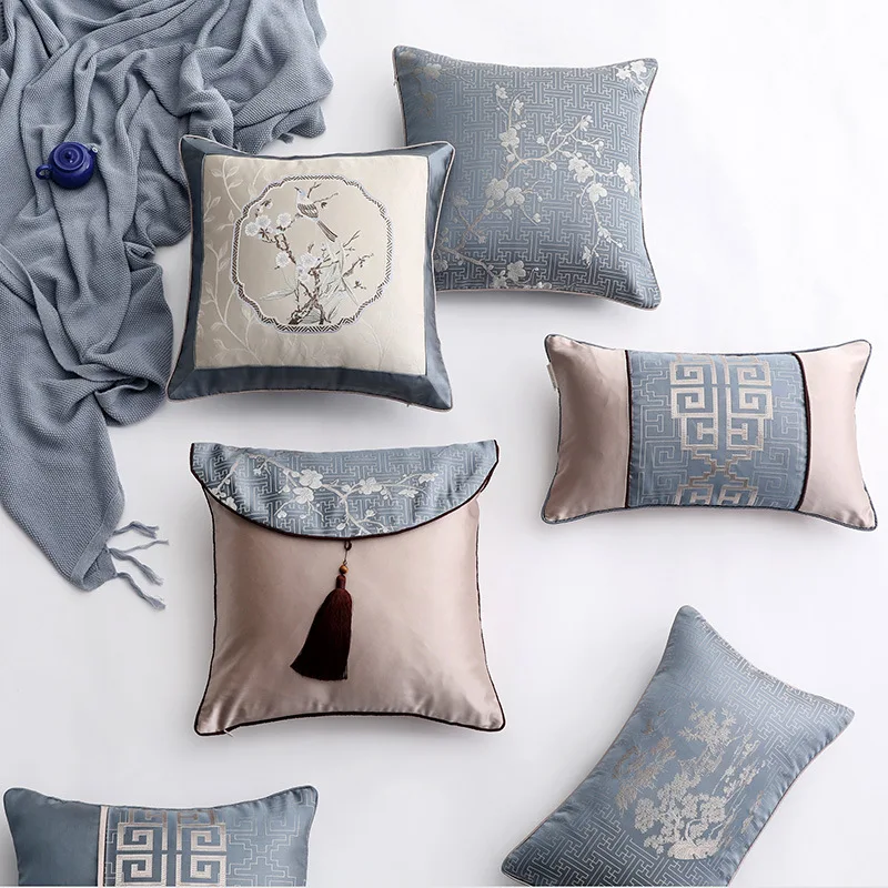 

Chinese style high-precision jacquard pillow soft decoration shop sofa cushion waist pillow （Without pillow core）