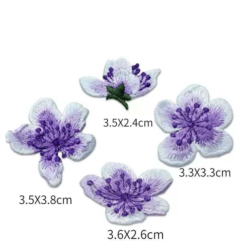 1 Set of Small Peach Blossom Embroidery Sewing Patch DIY Clothes Bag Hat Badge Sewing Decorative Accessories