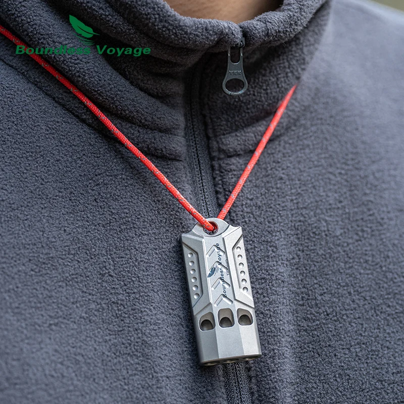 Boundless Voyage Titanium Whistle Emergency Survival Safety Whistles with Lanyard Loud for Outdoor Camping Coaches Training survival whistle sport whistle sports whistle metal whistle