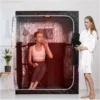 Full Size Far Infrared Sauna 2 Person Home SPA with Time & Temperature Remote Home Sauna for Relaxation Greyborder 1