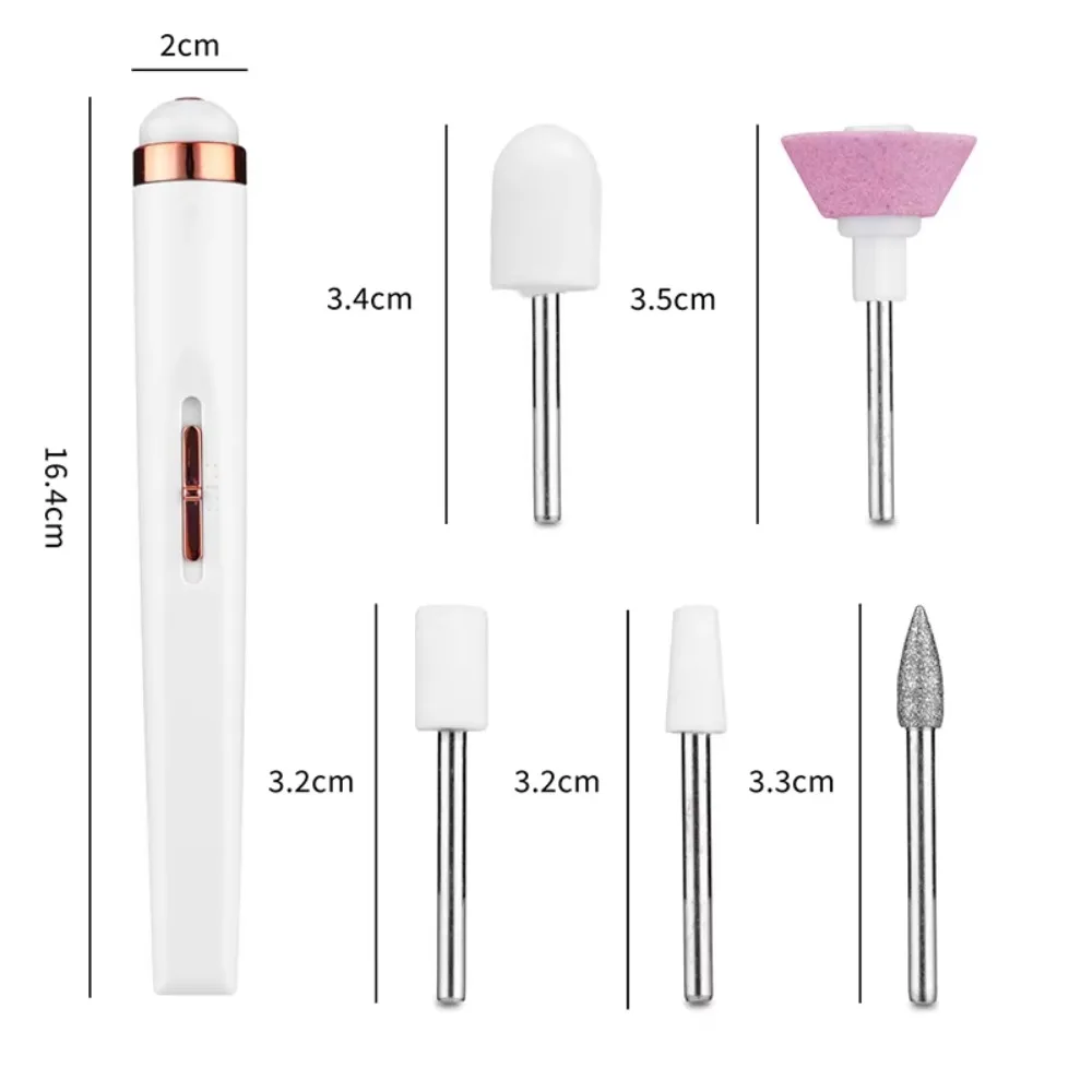 USB Electric Nail Grinder With LED Light 2nd Gear Nail Polishing Machine Exfoliating Gel Remove Electric Manicure Art Pen Tools