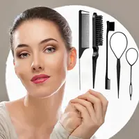 6-Piece Hair Styling Comb Set, with Continuous Spray Bottle, 200ml Brush, Rat Tail Comb, Edge Control Hairbrush for Backcombing, Detangling, Braiding, Smoothing Hair for Women (Pink) 5