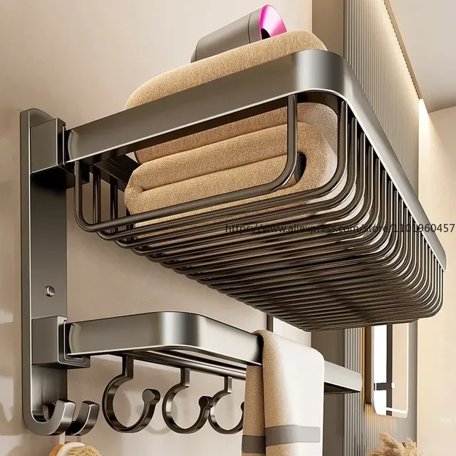 ชั้นวางผ้าเช็ดตัว ห้องน้ํา ชั้นเก็บของในห้องน้ําแบบไม่มีหมัด ห้องน้ําแบบรวม ชุดสุขภัณฑ์ ที่เก็บผ้าเช็ดตัว 1