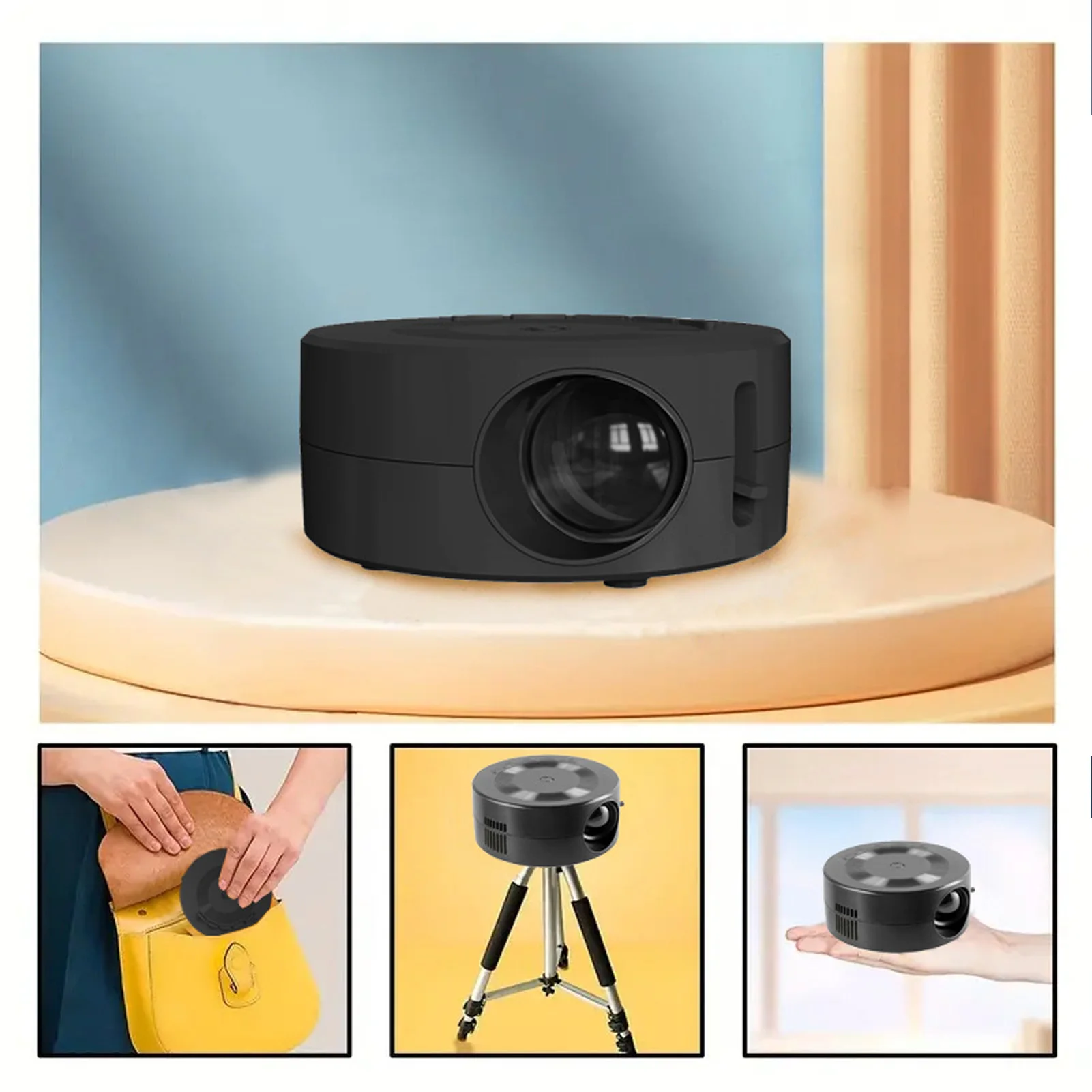 Mini Proyector LED Portátil - 1080P, Compatible Con IOS/Android, Con Altavoz Integrado Y Alimentación Por Power Bank