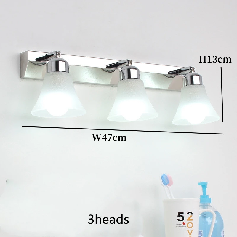 Modern Wall Mirror Light for Bathroom Dressing Room 3/4/5 Lights Silver Wall Lamp Glass Lampshade E27 Indoor Decoration Lighting