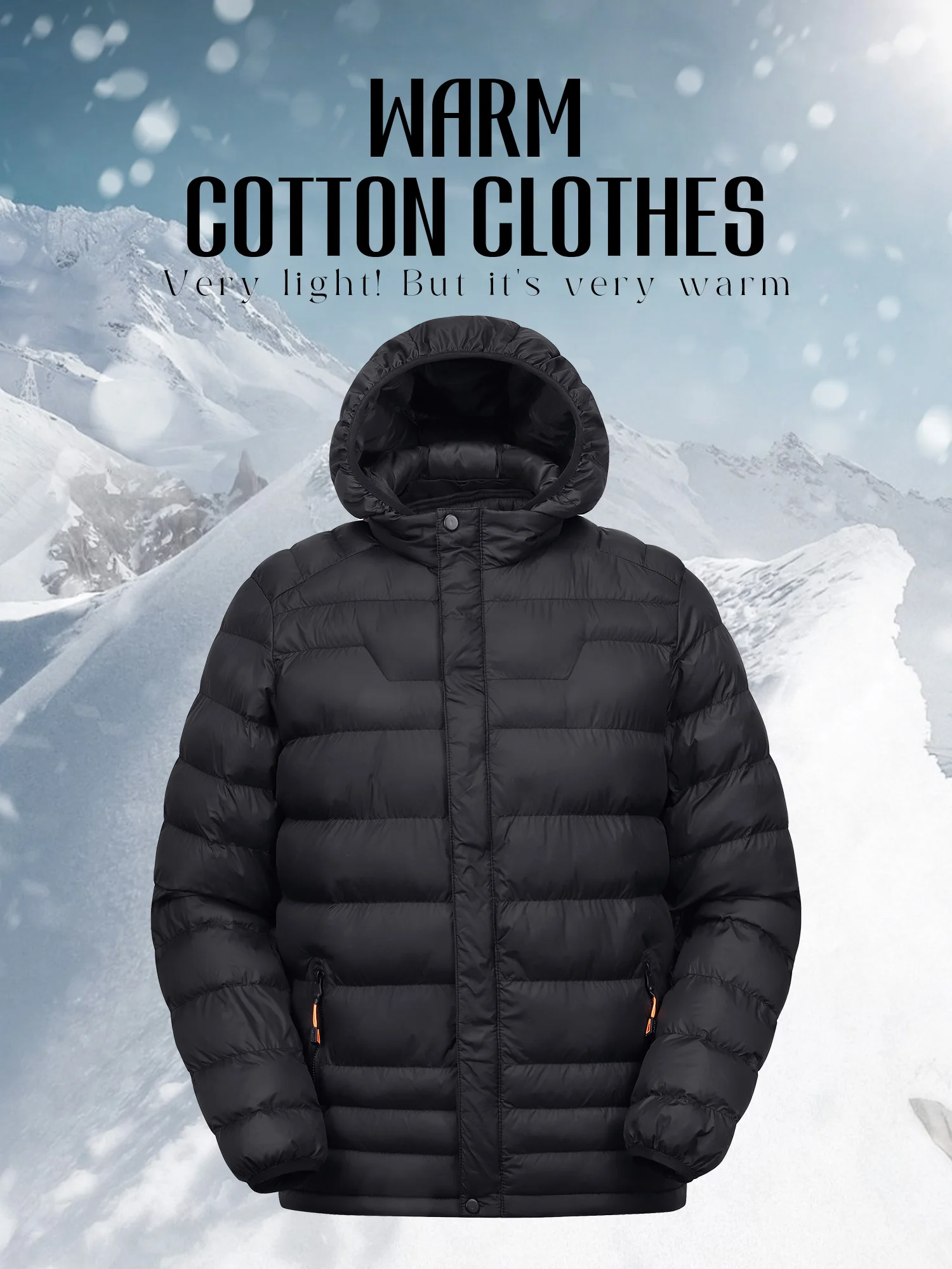 Casual Hooded Down Windproof Coat Men's Jacket Detachable Hat Top Lightweight Clothing For Warmth
