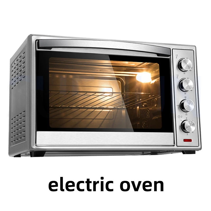 Household Mechanical Electric Oven Temperature Control Electric Oven Stainless Steel Black Crystal Panel 60L
