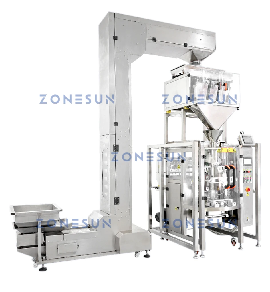 ZONESUN ZS-PL420S 4 cabeças de alimentação de grânulos, pesagem, enchimento, selagem a vácuo, máquina 