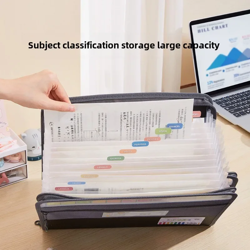 Double Zipper File Organizer Storage Bag PP Material Student Exam Papers Subject Classification Document Holder High Capacity