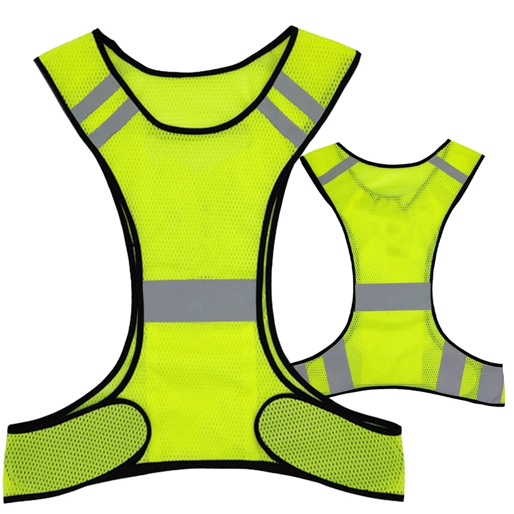 Running Vests High Visibility Breathable Fluorescent Mesh Lightweight Adjustable For Men Women Outdoor Night Riding