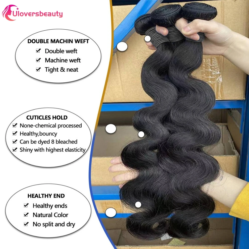Body Wave Human Hair Bundles And Weaves 24 30 40 Inch Body Wave Bundles Brazilian Natural Black 12A Raw Hair Bundles For Women 4