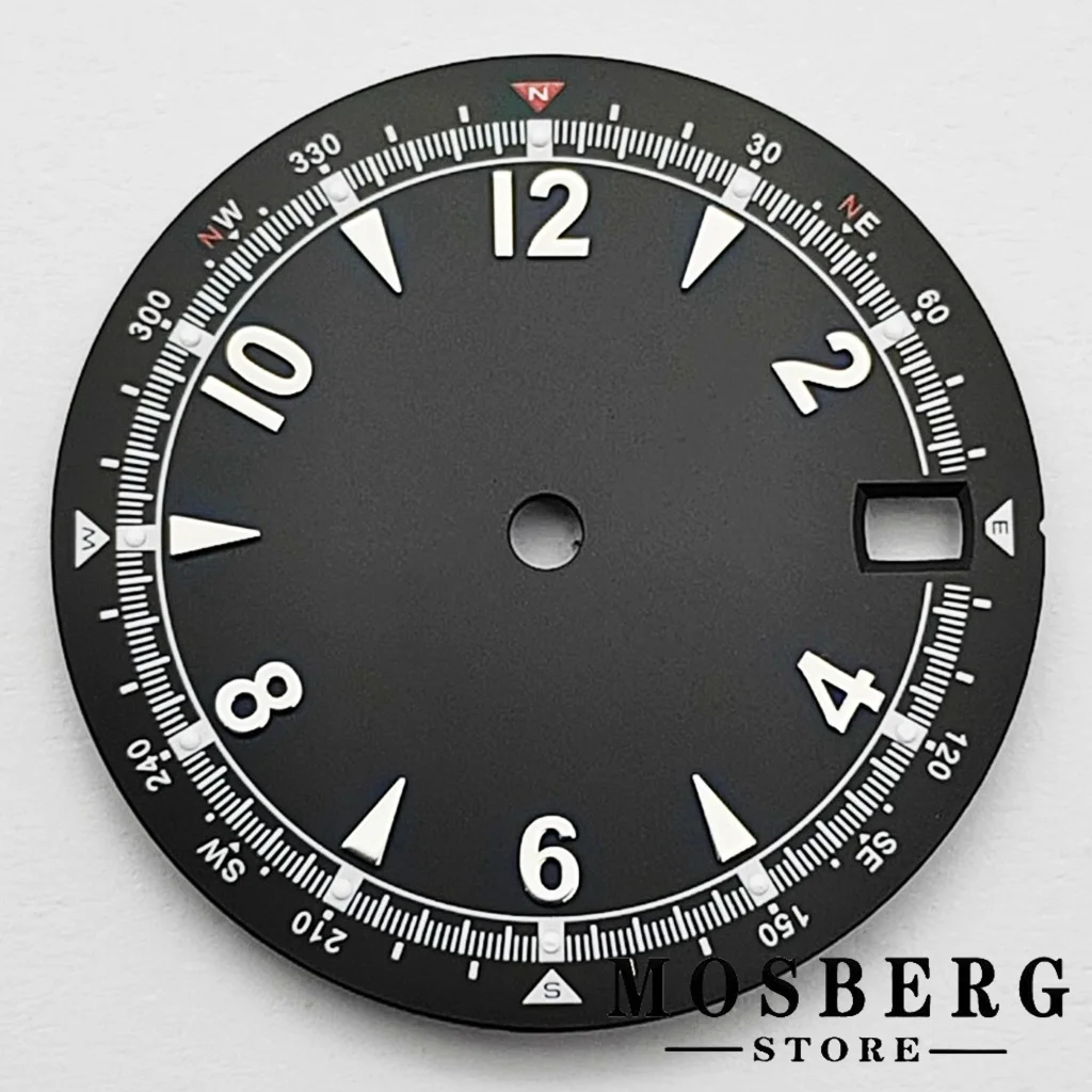 Green Luminous Watch Dial with Date Window - Black/Blue
