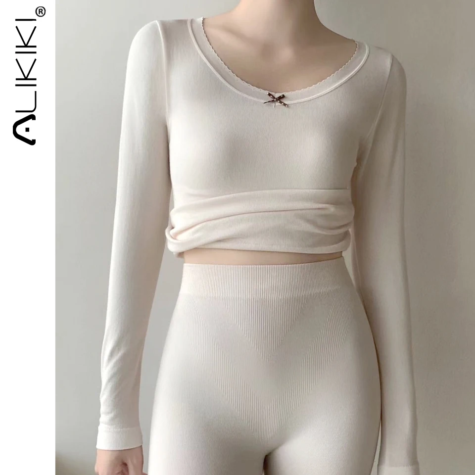 Winter Warm Underwear Suit Women's First Layer Undershirt Slimming Thermal Underwear Set Solid Pajamas Thermos Nightwear