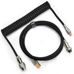 Deluxe Braided Coiled Keyboard Cable with Detachable Aviator Connector, 1.6m (Black)