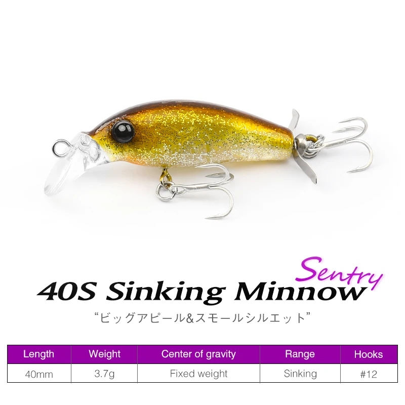 TSURINOYA 40S Sinking Minnow Fishing Lure 40mm 3.7g SENTRY