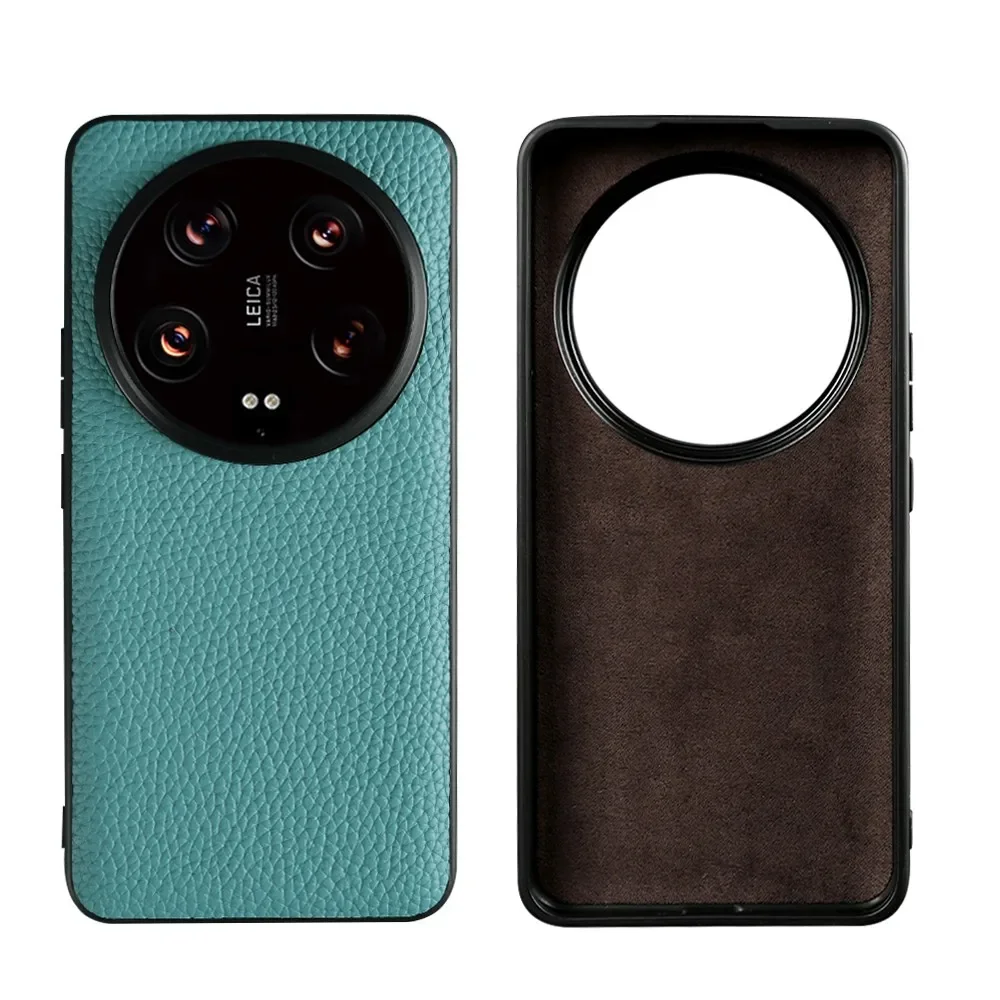 NZN Durable Genuine Leather Full-Wrap Litchi Pattern Phone Case Cover
