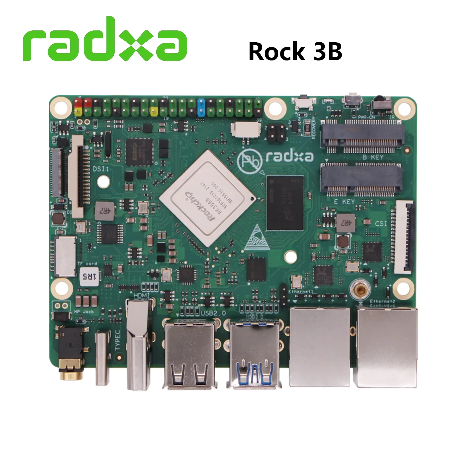 Radxa Rock 3B Quad Core Cortex-A55 (Arm V8) 64-Bit Soc @ 2.0Ghz Una Scheda Di Sviluppo Sbc Con Fattore Di Forma Pico-Itx