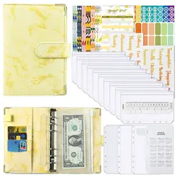 Compact Budget Planner Binder with Zipper Envelopes for Efficient Cash Organization (Yellow)